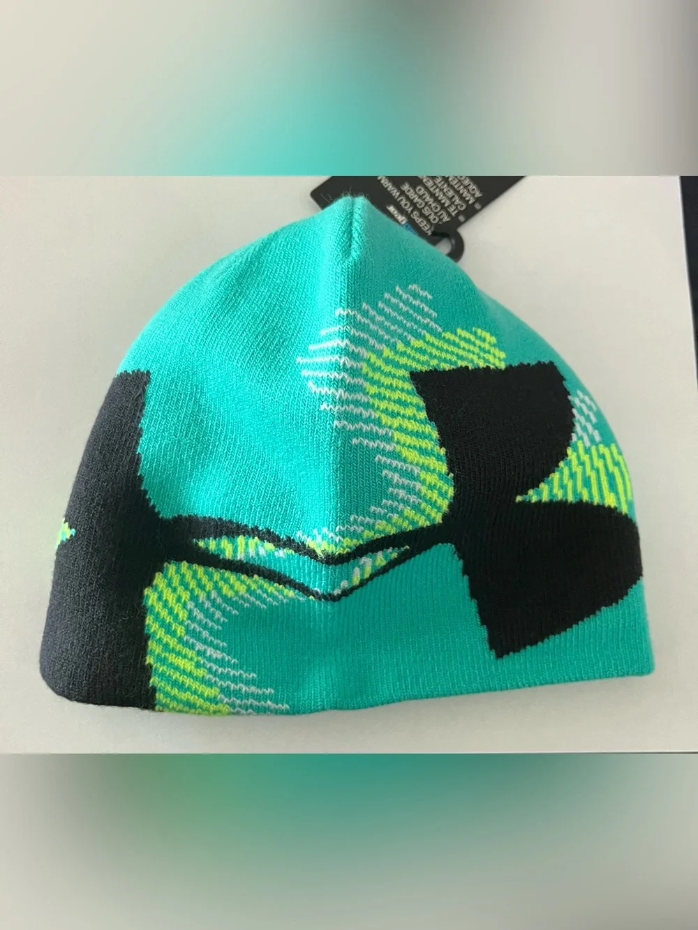 Under Armour Kids Teal Beanie with Black Under Armour Logo
